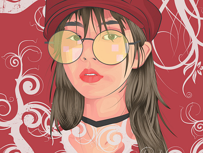 girl in red 2d design art flat girl illustration photoshop vector vector illustration vectorart vexel vexelart