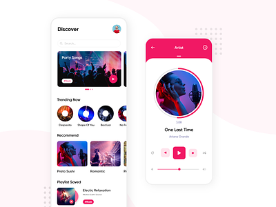 Music App - Concept Design app design gaana interfacedesign iphone layoutdesign modern music music app pink player ui trending ui ui ux uxdesigner