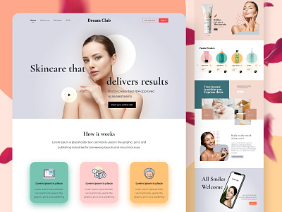 Beauty Website 3d branding design flat illustration logo minimal typography ui ux web website