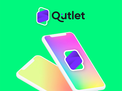 Qutlet 3d app brand brand identity branding design icon logo logodesigns logotype mark minimal sketch startup typography vector