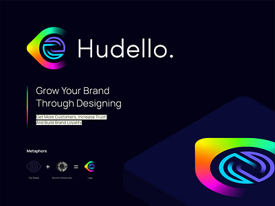 Hudello Logomark 📷 3d brand identity branding branding design brandmark camera design eye catchy graphic design logo logo design logomark logotype technology typography vector