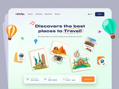 KAIRY : Travel Booking Website UI/UX 3d airlines animation flights graphic design hotels logo motion graphics travel agency trip ui