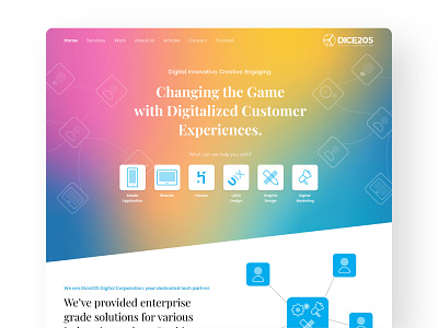 Dice205 Digital Co. - Landing Page branding clean illustration ui user center design user experience design user experience prototype user inteface ux web
