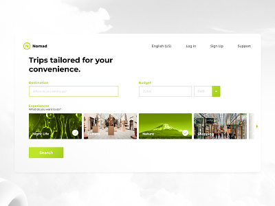 Nomad Traveller (Landing Page) app branding clean design ui user center design user experience design user experience prototype ux web