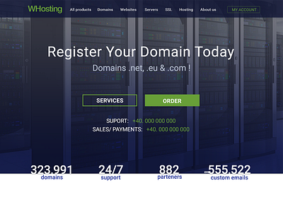 Homepage for web hosting site domains homepage hosting material design