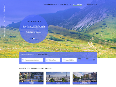 Travel Booking Landing Page (indigo and light green palette) booking material design offers tourism. landing page travel