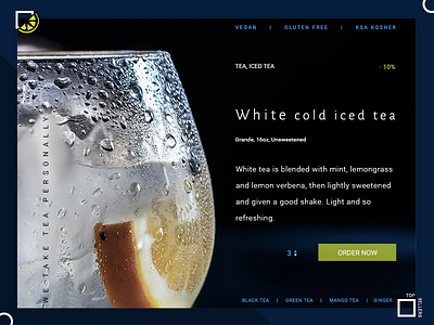 Product Page (Dark Background) blue dark ui product page simple tea ui