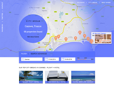 Online booking website, interactive map. booking map