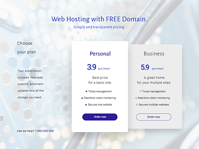 Pricing Page material design pricing page ui web hosting
