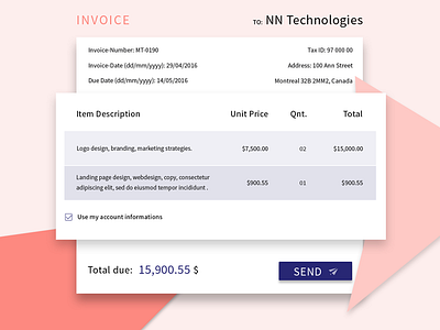 Invoice invoice material design send invoice ui