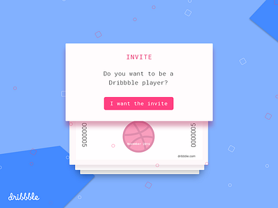 Dribbble Invite [November] blue card dribbble dribbble invite invite pink player ui