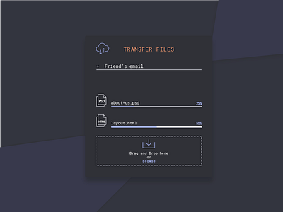 Transfer File, Dark UI dark ui files progress transfer file upload