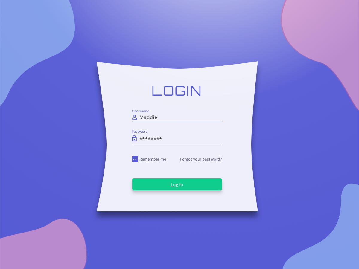 Login page by Madalina Taina on Dribbble