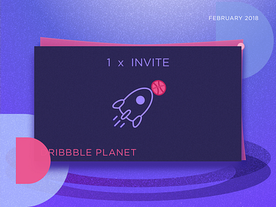 Dribbble Invite February 2018 bold cosmos dark dribbble invitation february illustration indigo invitation invite material design pink roket