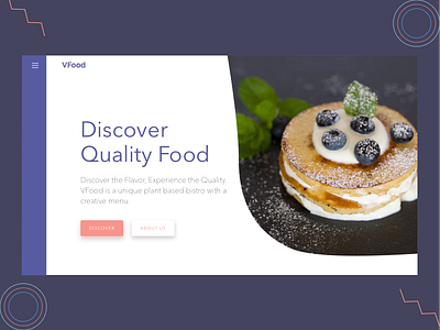 Vfood landingpage food hero section landingpage material design