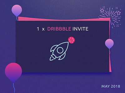 Invite Dribbble May 2018 dark dribbble dribbble invite illustration invite may purple rocket