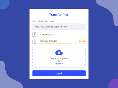 Transfer files card blue bold card form material colors material design sketch transfer ui upload