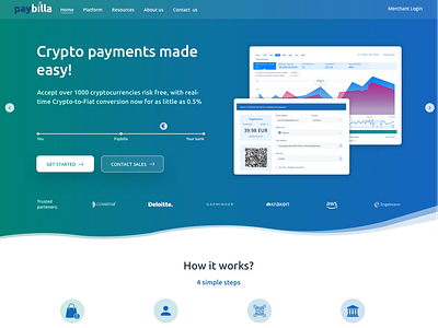 Paybilla website 2019 - Crypto & card payments blue card payments crypto crypto wallet fintech gradient material design teal