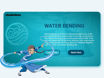 Avatar Water Bending Fan Page Concept avtar concept design ui web website