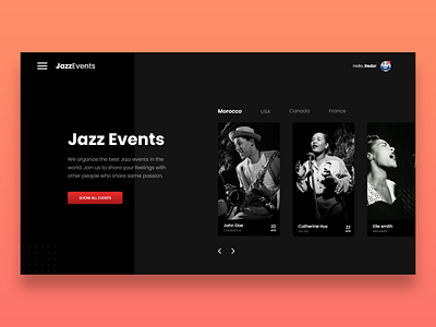Jazz Events Website app design event app event branding first design first post firstshot landingpage music app music art ui ui design uidesign ux design uxdesign webdesign