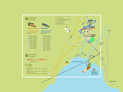Cables map of the Atitlan reserve branding cable map nature reserve trail trails ui vector zipline
