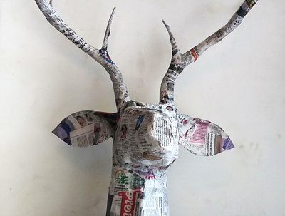 Paper sculpture art character deer deer head design paper sculpture sculpture wall mount