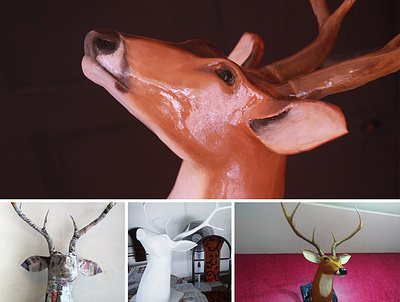 Indian Deer Sculpture character deer deer logo deer sculpture design newspaper newspaper sculpture paper art sculpture wallmount