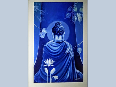 Disappointed Budha abstract acrylic painting art budha design drawing dribbble gauthama budha illustraion manual painting painting