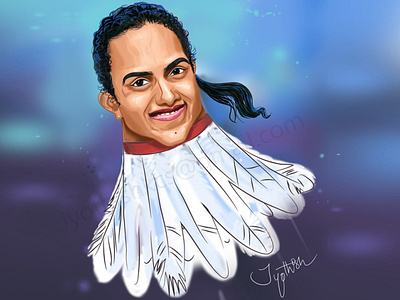 caricature of P. V. Sindhu