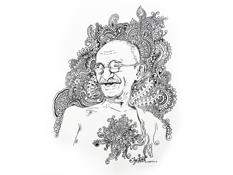 FREE! - Gandhi Drawing | Mahatma Gandhi Colouring for Kids | Twinkl
