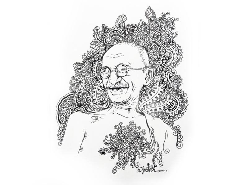 Mahatma Gandhi Sketch in Illustrator vector  Suryas Blog