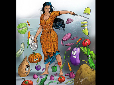 The Kitchen Warrior character character concept comic art concept concept art design digital art illustration kitchen lady in kitchen warrior