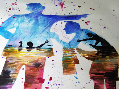 Hand of god watercolor painting art abstract