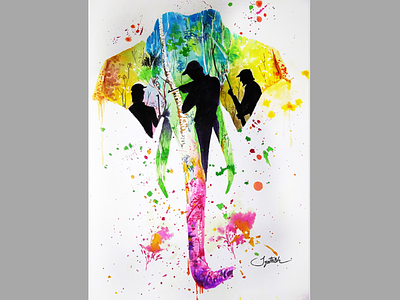 The hunter watercolor painting art abstract