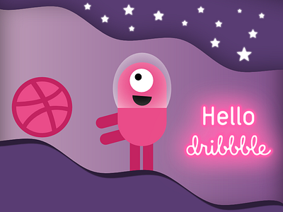 Hello Dribbble! affinitydesigner design dribbble dribble shot first hello hello dribble illustration invites welcomeshot