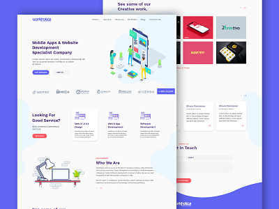 Workholics Infocrop landing page ui