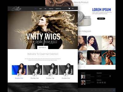 Covet Hair Extensions landing page ui