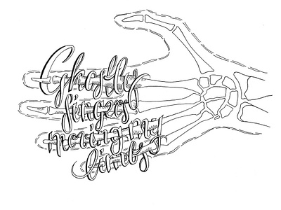 Ghostly fingers moving my limbs black and white illustration ink pen lettering lettering art lyrics music