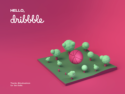 hello dribbble! 3d 3d ui design blender debut first shot landing page ui