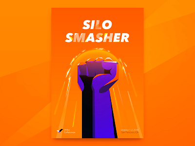 Silo Smasher brand identity collaboration conference design event hands illustration poster superhero superpower vector wrike