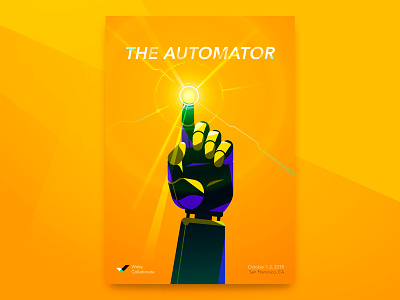 The Automator brand identity collaboration conference design event hands illustration poster superhero superpower vector wrike