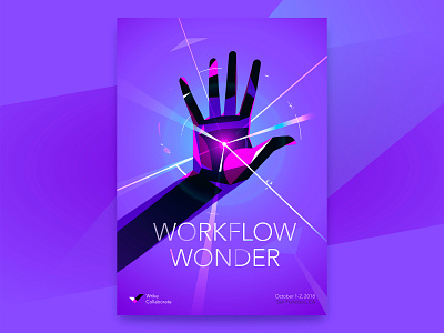 Workflow Wonder brand identity collaboration conference design event hands illustration poster superhero superpower vector wrike