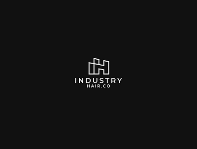 INDUSTRY HAIR .co brand branding clean coiffeur company design hair hairstyle illistration industrial logo logo logos modern logo shapes vector