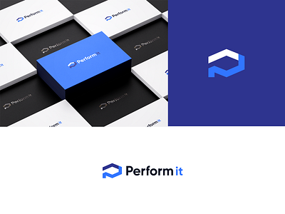 Perform it brand branding business card design icon illistration logo logos tech logo technology logo vector