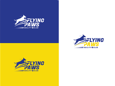 Flying paws agility animal animals logo brand club logo design dog fly illistration logo paws sport sports logo vector