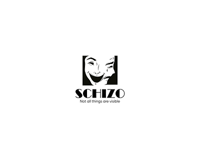 schizo brand design drawing faces illistration logo logos sad schizo smile vector