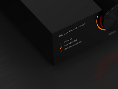 TrapDrive 3d 808 b3d bass black blender branding dark daw fx gui interface knob led modeling music orange plugin ui vst