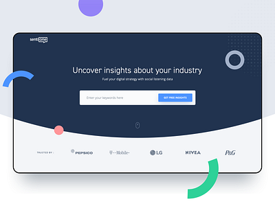 Social Listening Insights analysis circle dashboard data digital form hero header interface landing page layout marketing report results saas social media ui ux web widgets wordpress