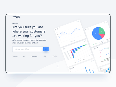 Social Listening Insights analysis circle dashboad data digital form hero header interface landing layout marketing media page results saas social ui ux web widgets