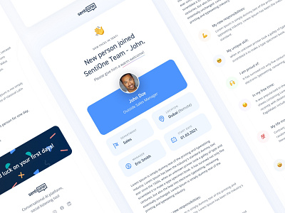 Welcome to the Team - email template for HR blue branding design emoji hr html human interface it mail mailchimp resources responsive saas sketch team templates ui ux welcome